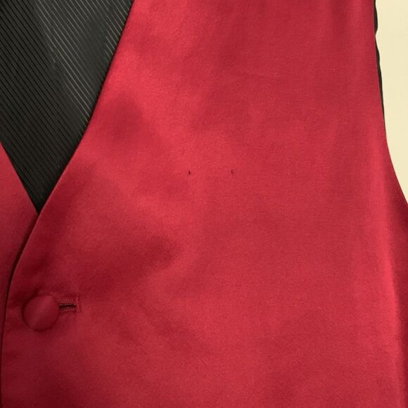 Oleg Cassini Mens Silk Tuxedo Vest Cherry Red Size Small 100% Silk - Picture 8 of 10